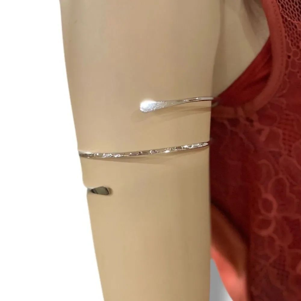 Silver Textured Multi Wrap Upper Armlet Arm Cuff Bracelet - NEW